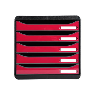 Exacompta BigBox Plus - Module de classement 5 tiroirs - noir/framboise