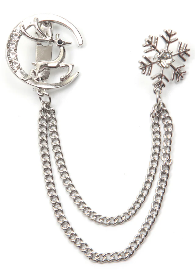 Firetti Brosche »Schmuck Geschenk Ansteckschmuck Glieder Schneeflocke, Mond, Hirsch« ()  mit Glasstein