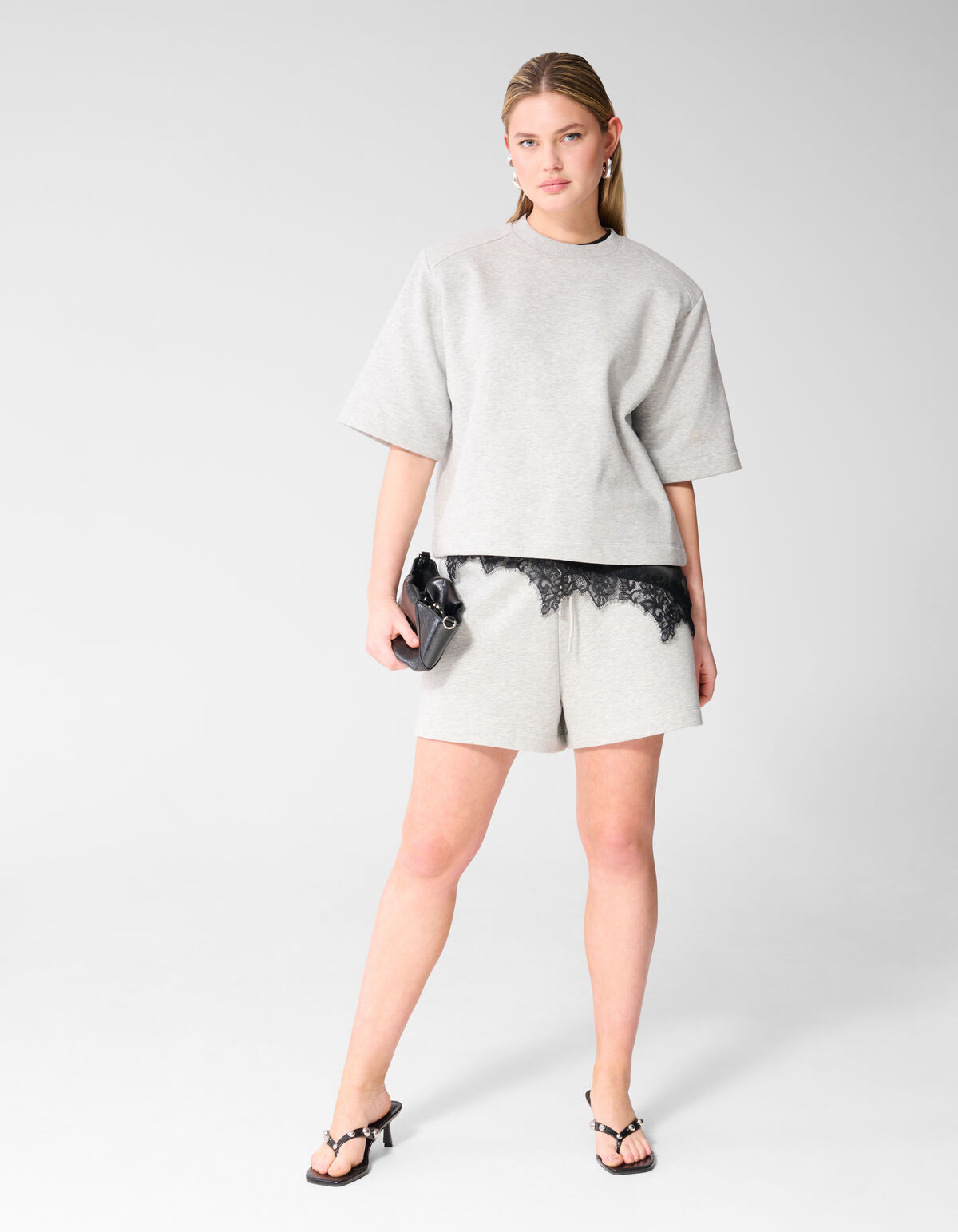 Oversized Sweat T-shirt Lichtgrijs