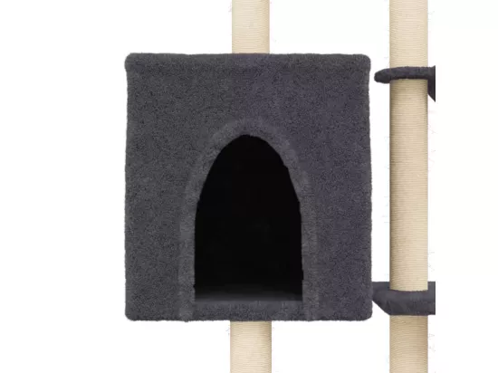 Arbre à chat avec griffoirs en sisal Gris foncé 145 cm
