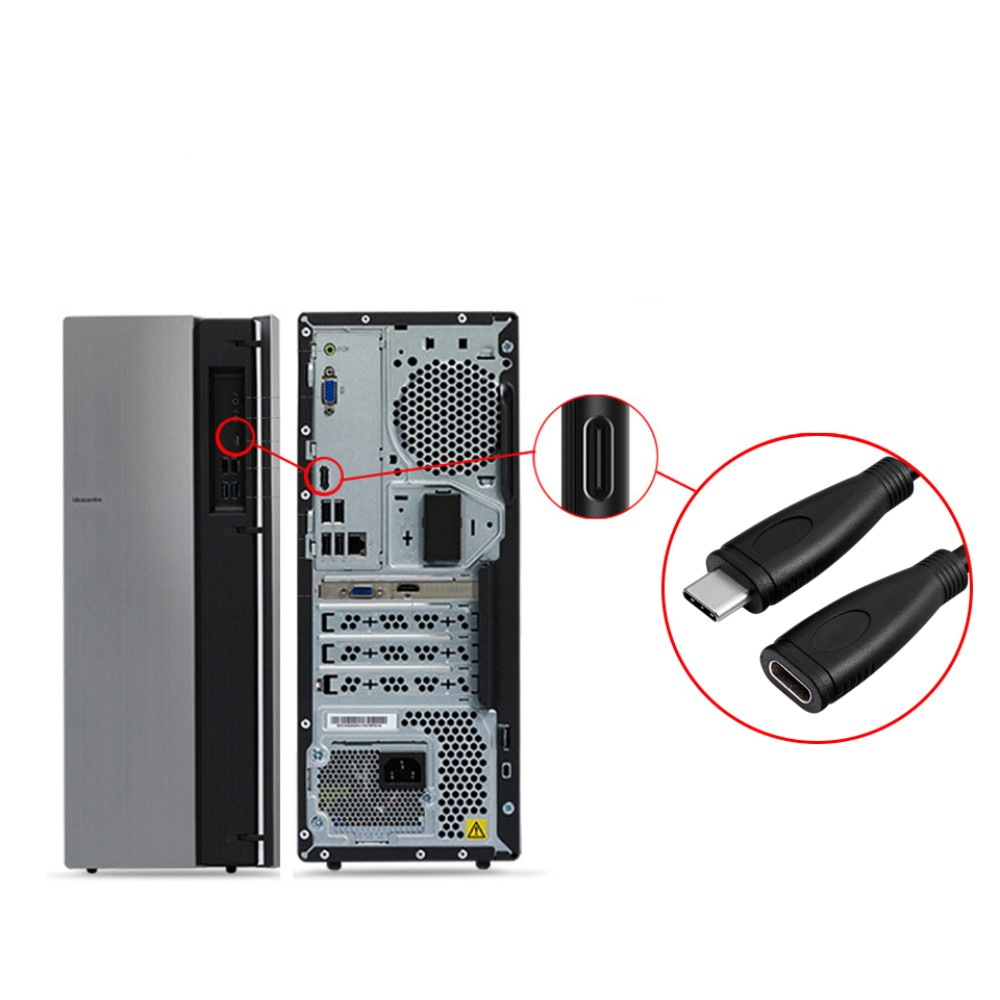 (2m) 100W PD USB C auf USB C Thunderbolt Kabel Verlängerungskabel Adapter 10 Gbit/s / 4K@60Hz - Schwarz