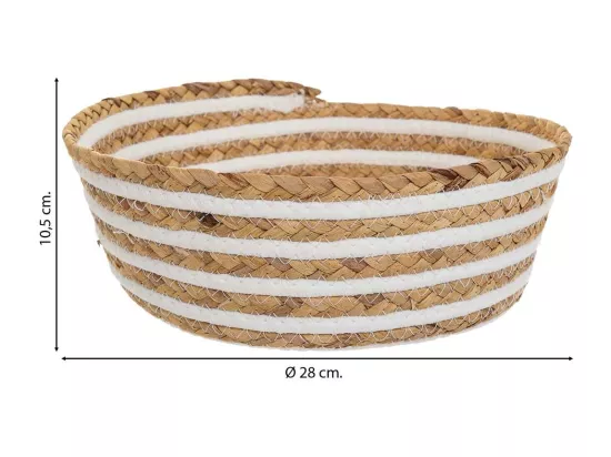 Panier en fibres naturelles et coton marron D28x10,5