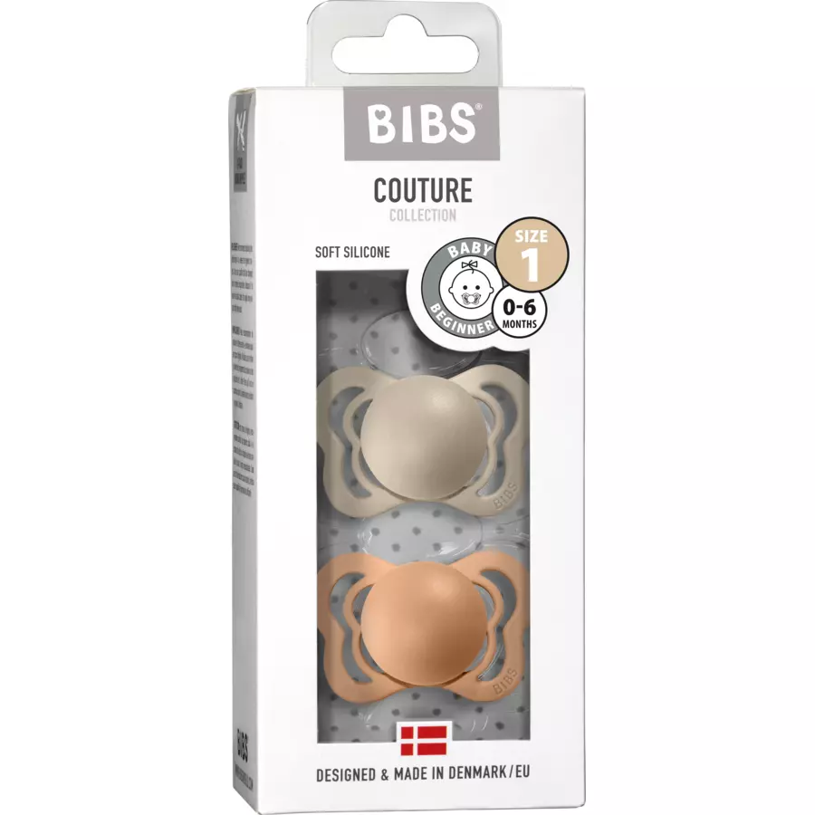 BIBS® Schnuller Couture Vanilla  Peach Silikon 0-6 Monate, 2 Stk.