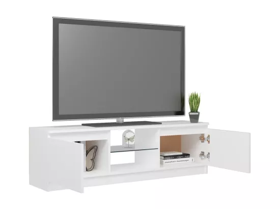 Meuble TV avec lumières LED Blanc 120x30x35,5 cm