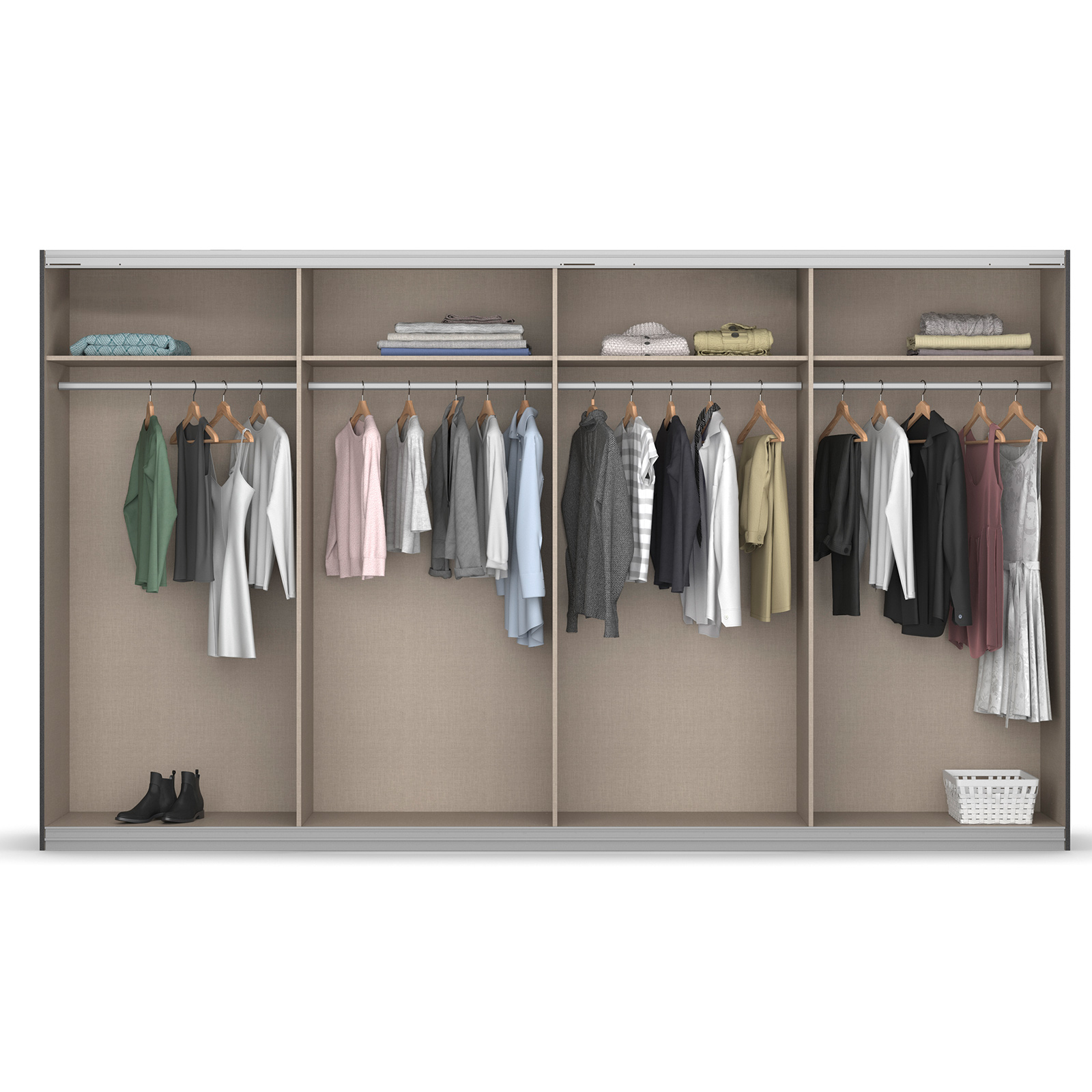 Schwebetürenschrank - Alpinweiß - 4-türig - 360 cm
