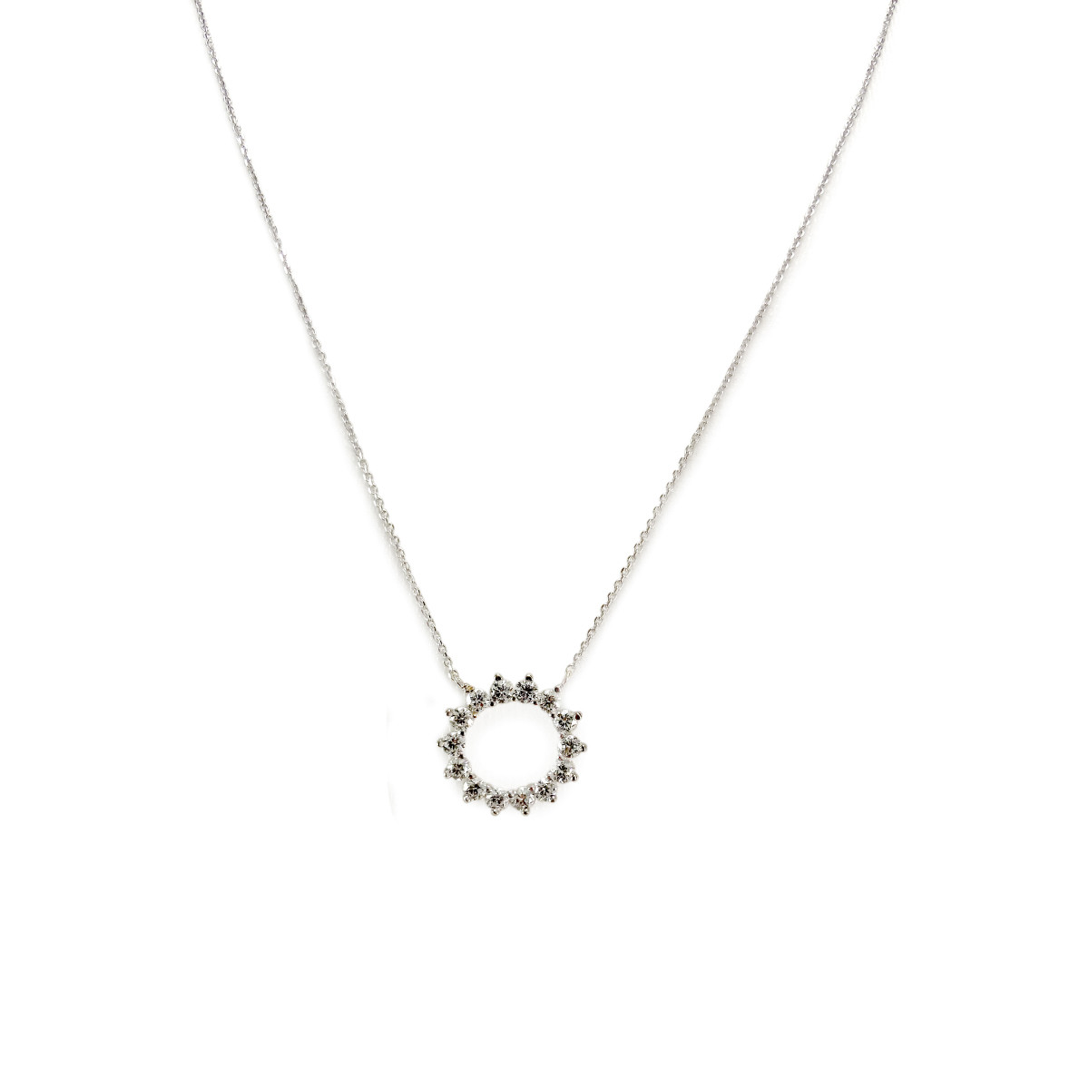 Collier d'occasion or 375 blanc diamants synthétiques
