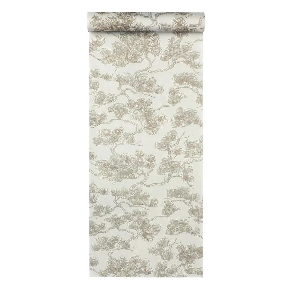 Dutch Wallcoverings Vliesbehang Wall Fabric pine tree - wit - 10,05m x 53cm