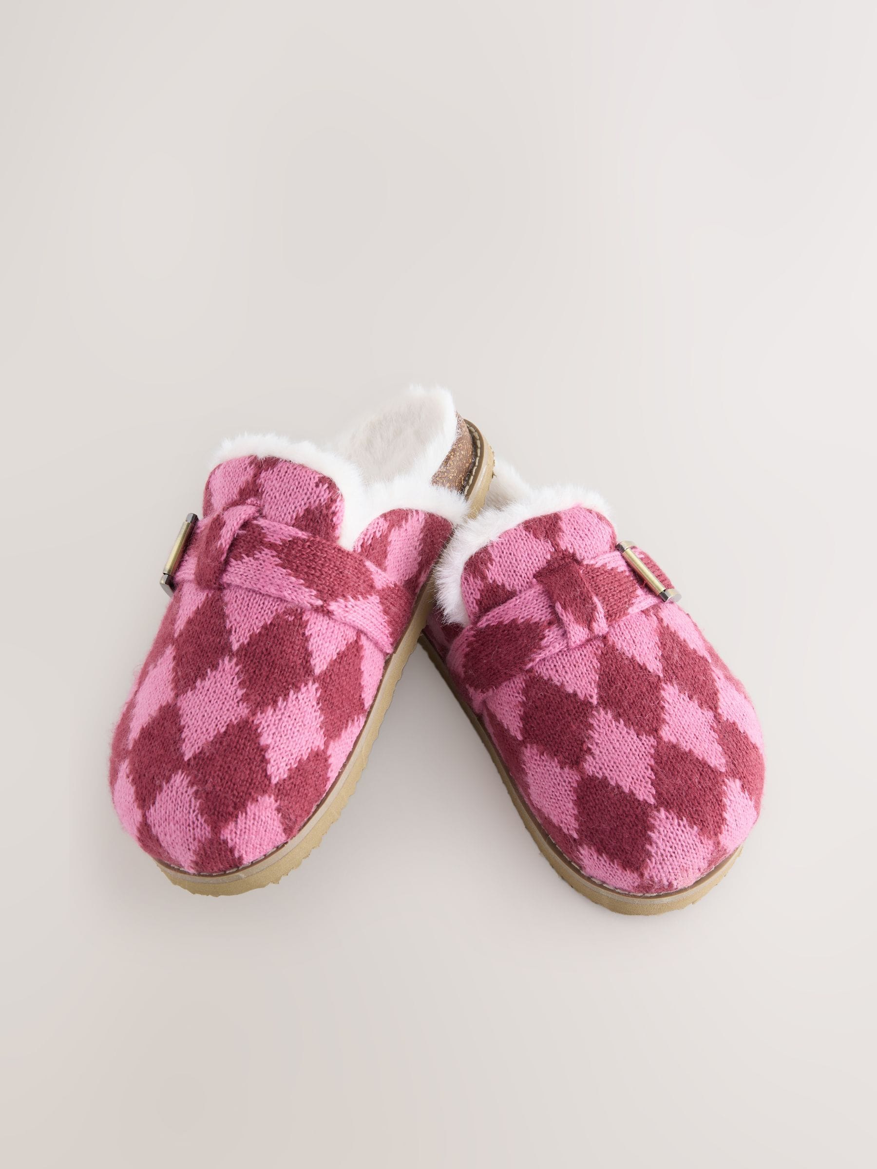 Roze met ajourmotief - Footbed Buckle Slippers