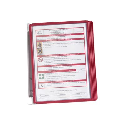 Durable Vario - Support mural métallique avec 5 pochettes A4 - rouge