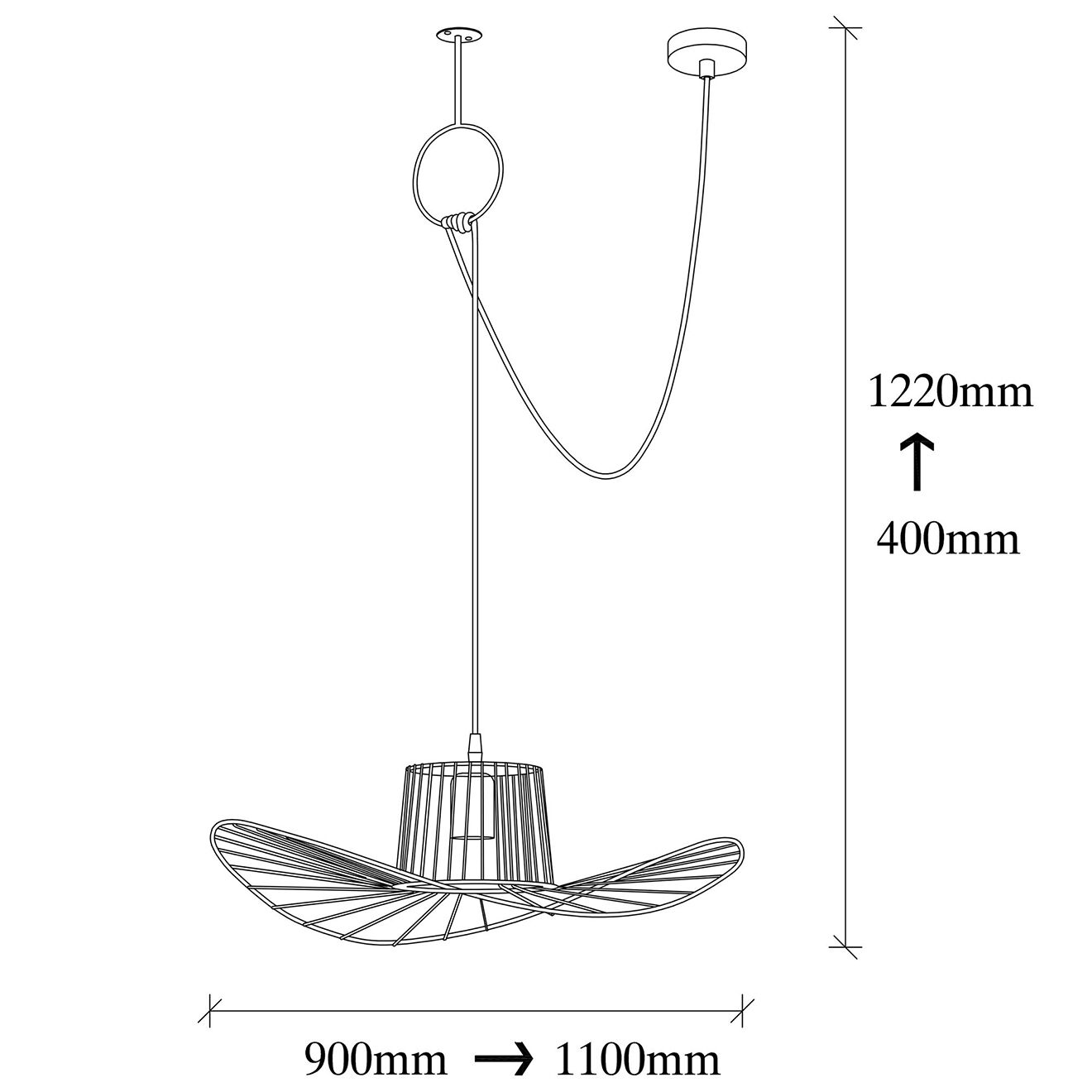 Opviq Suspension Tel noire - 110x49x122 cm