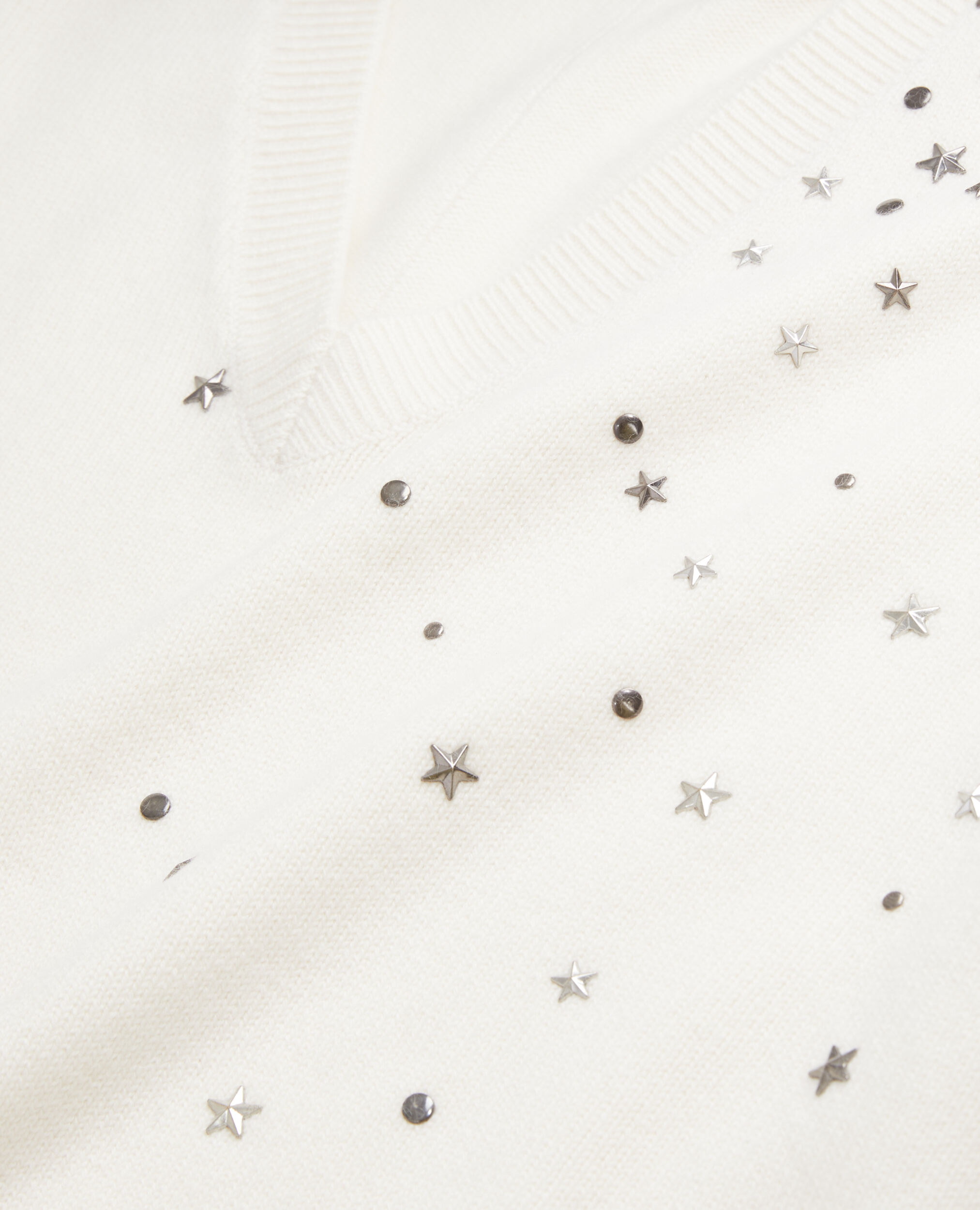 Ecru sweater in cashmere-blend with stars