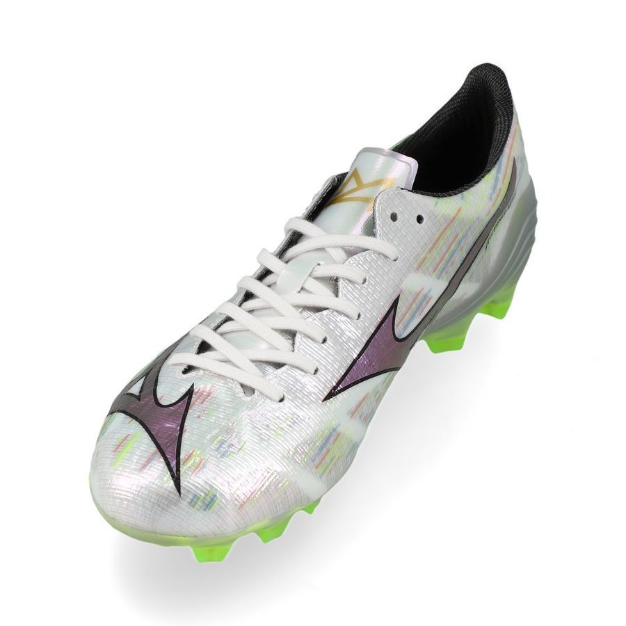 Mizuno Alpha II Elite FG/AG - Blanc/Silver Iridescent/Noir