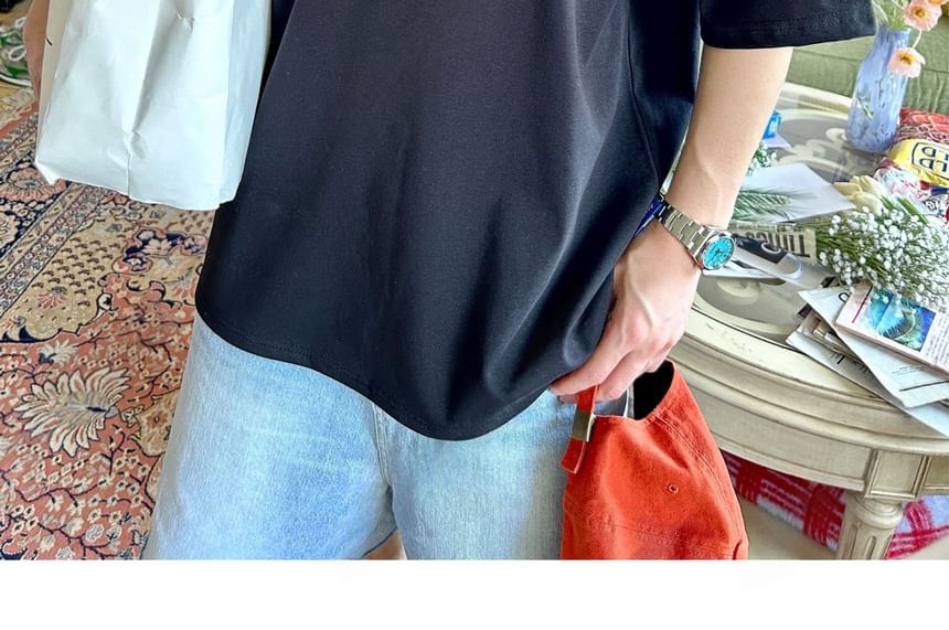 SeoulPop - T-shirt met korte mouwen en eendenprint, losvallend