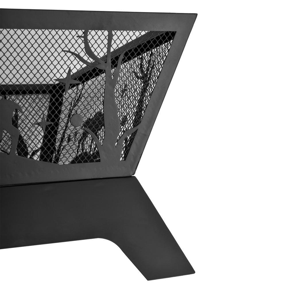 Brasero cheminée foyer extérieur dim. 56l x 56l x 47h cm tisonnier métal noir