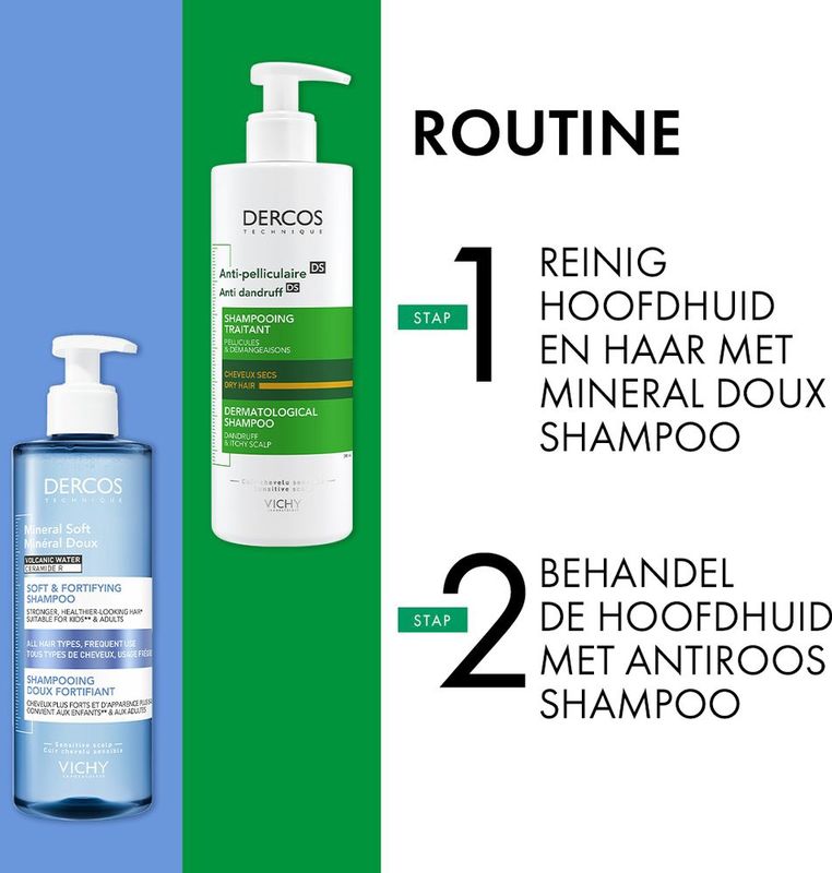 Vichy Dercos Technique Anti-roos DS Shampoo Navulling - voor droog haar - 500 ml