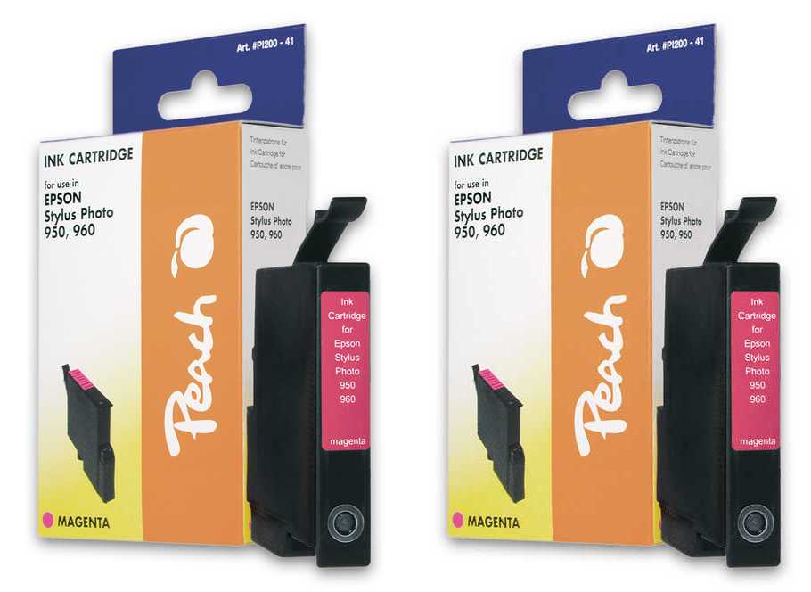 Peach E333 M 2 Druckerpatronen 2*ma ersetzt Epson T0333M*2, C13T03334010 für z.B. Epson Stylus Photo 950, Epson Stylus Photo 960