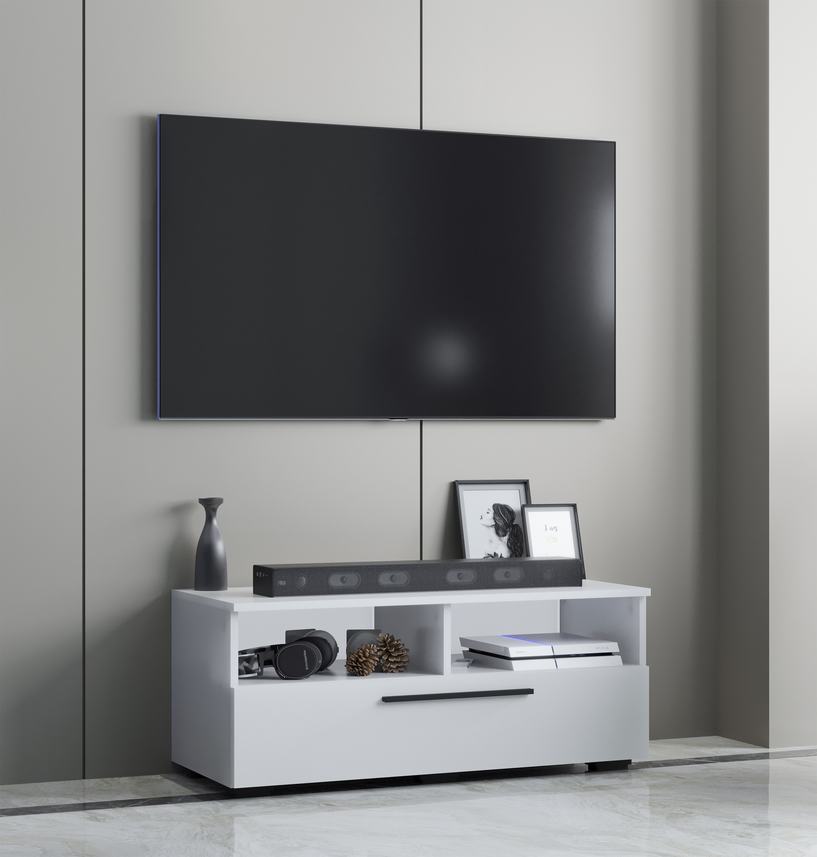 VCM Holz TV Lowboard Möbel Fernsehschrank Tisch Konsole Fernsehtisch Arila XL