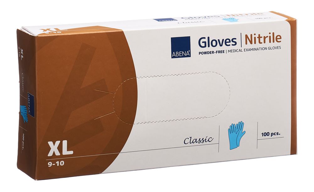 Abena Classic Nitrilhandschuhe XL 240mm puderfrei unsteril blau 100 Stk