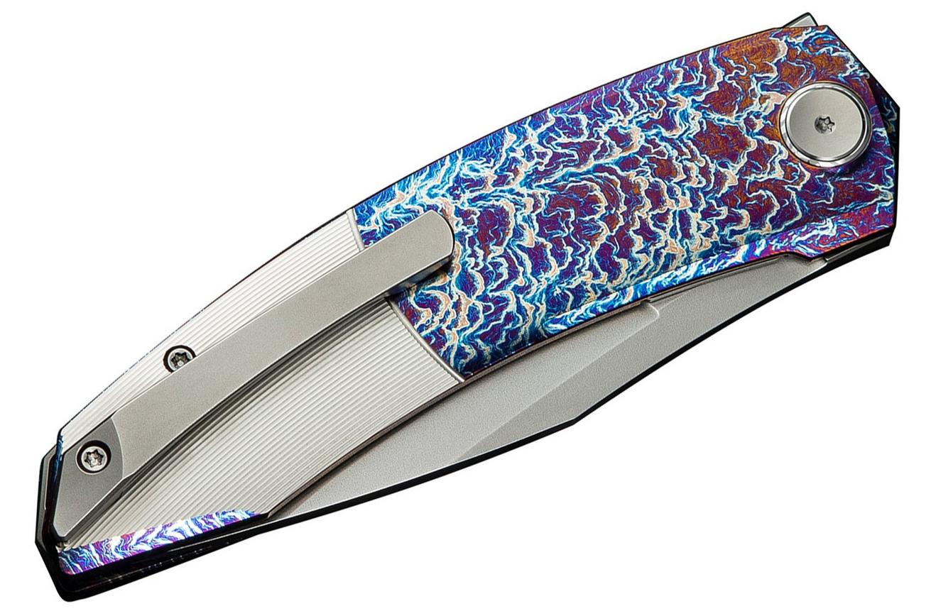 WE Knife Sine WE23069B-4 Bead Blasted M390, Wave Flamed Titanium, zakmes