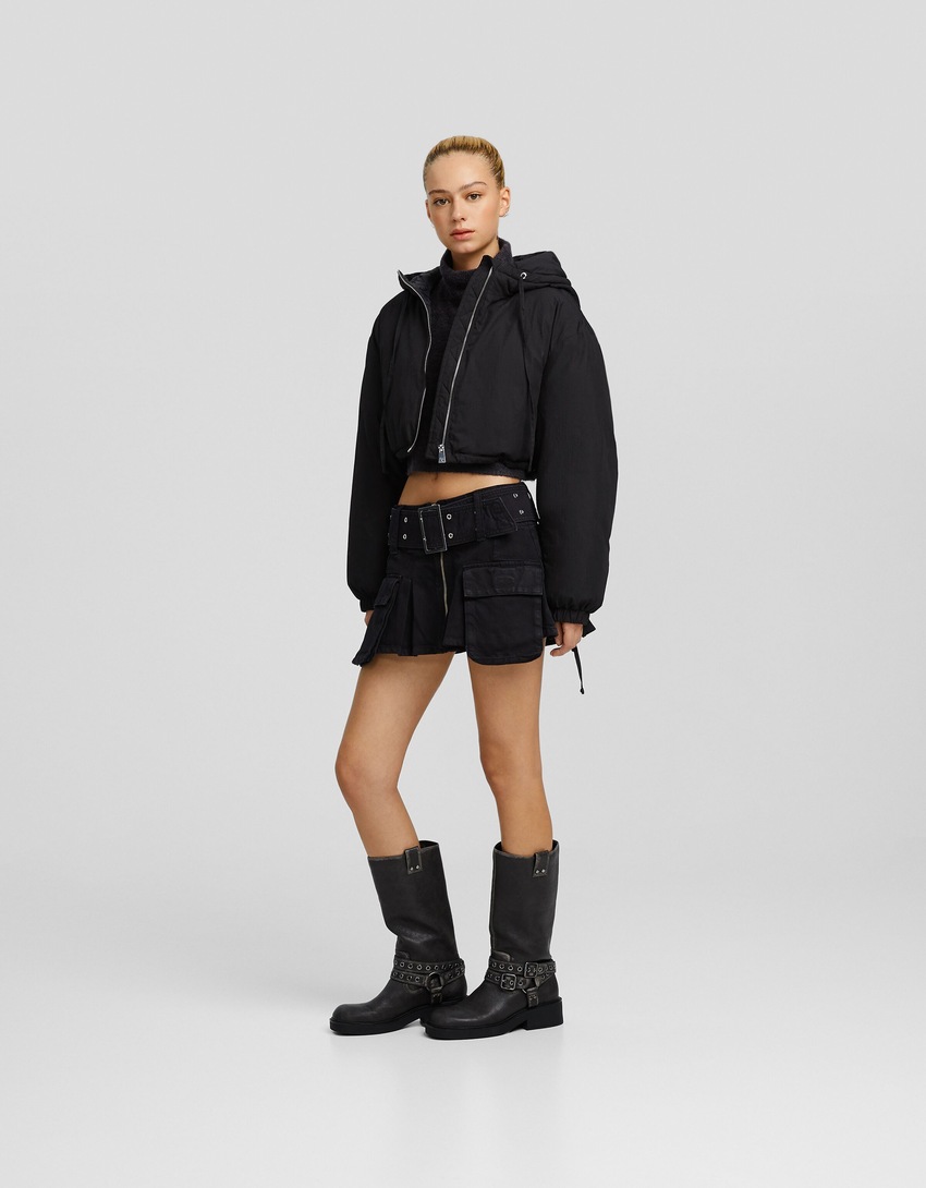 Jaqueta puffer com capuz