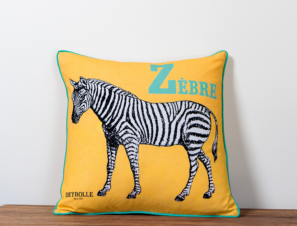 Coussin imprimé Zèbre-Deyrolle