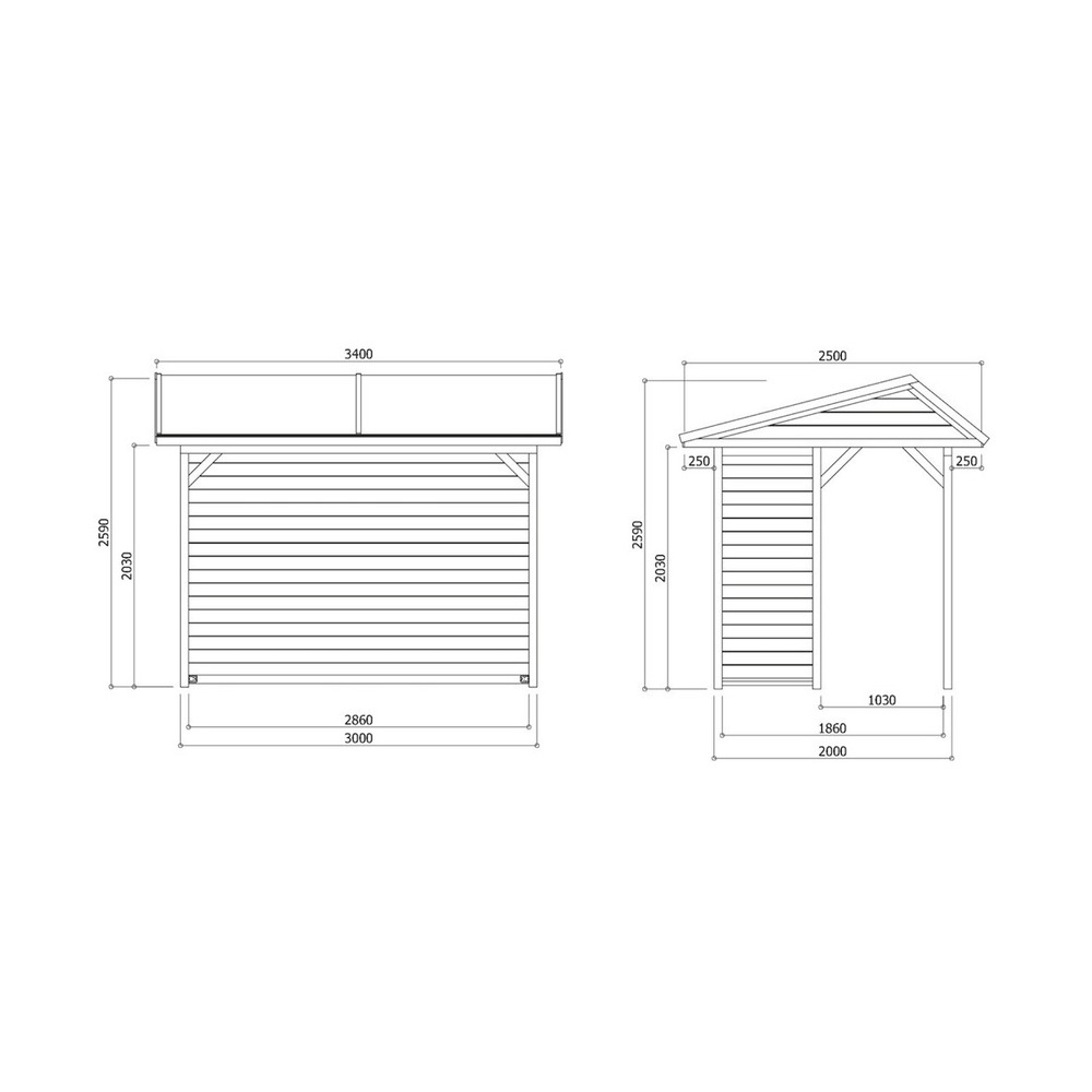 Abri de jardin en bois traité ronsburg 19 mm - 6 m²