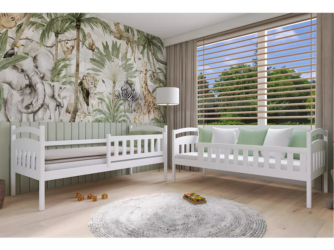 Lit superposé 90x200 sommier et tiroirs inclus Jules Blanc