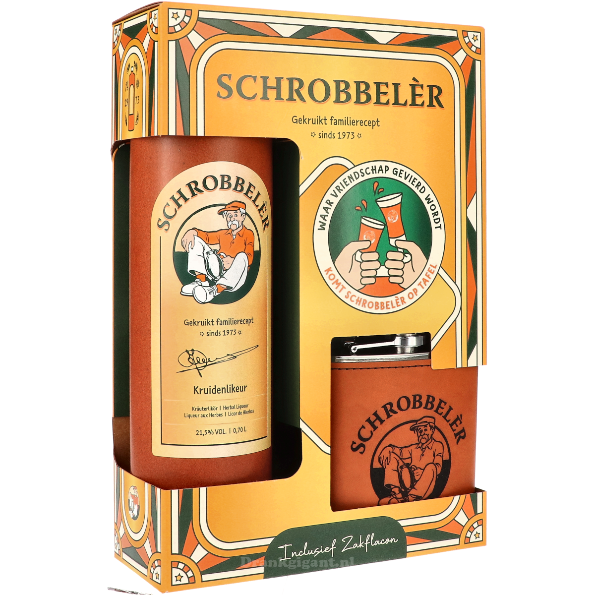 Schrobbeler Cadeaupakket Met Zakflacon 70 cl