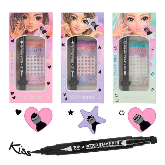 TOPModel - Tatoveringspen med glittersten BEAUTY og ME & Læbeglans NIGHT LIGHT (Pakke)