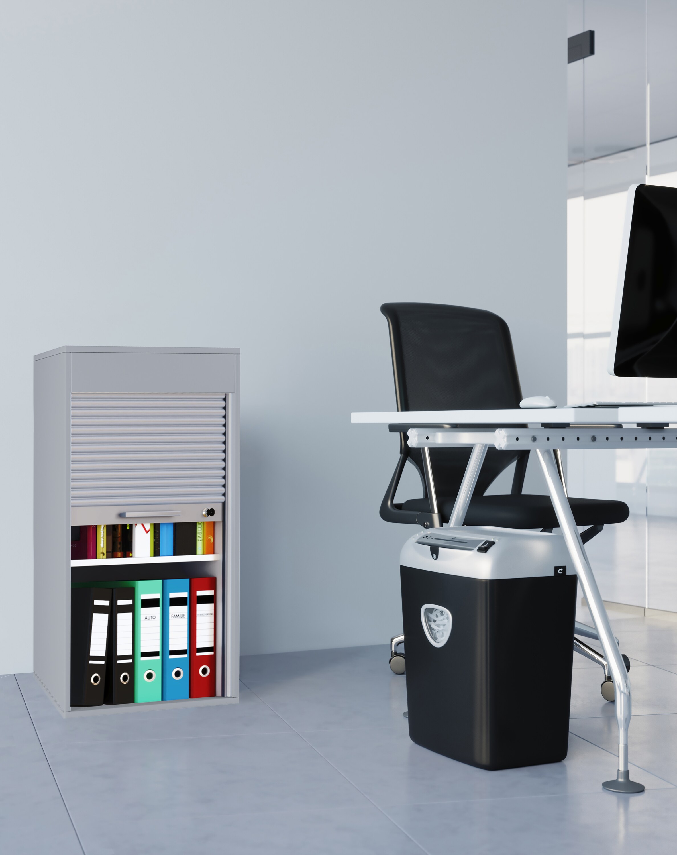 VCM Holz Büroschrank Aktenschrank Rollladen Rollladenschrank Schrank Ordner Aktos L