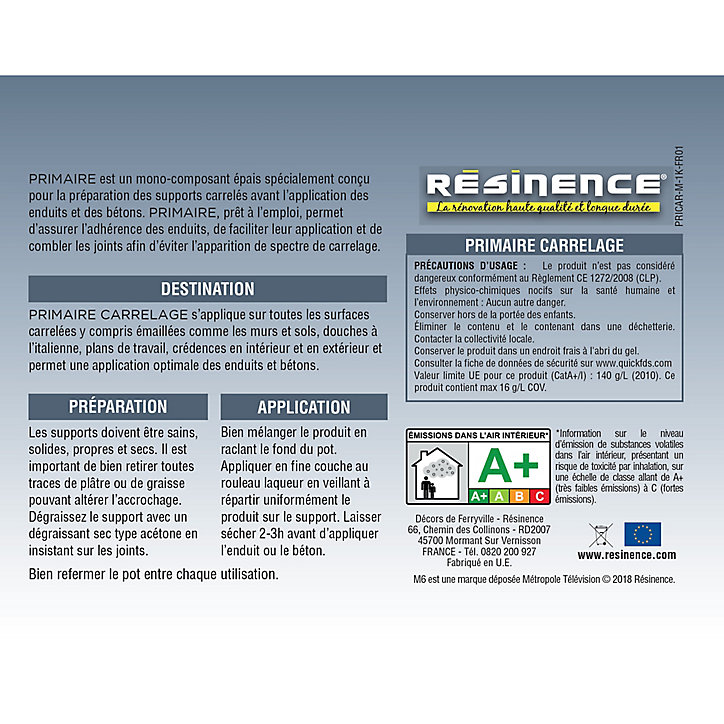 Résine primaire carrelage Résinence 2kg