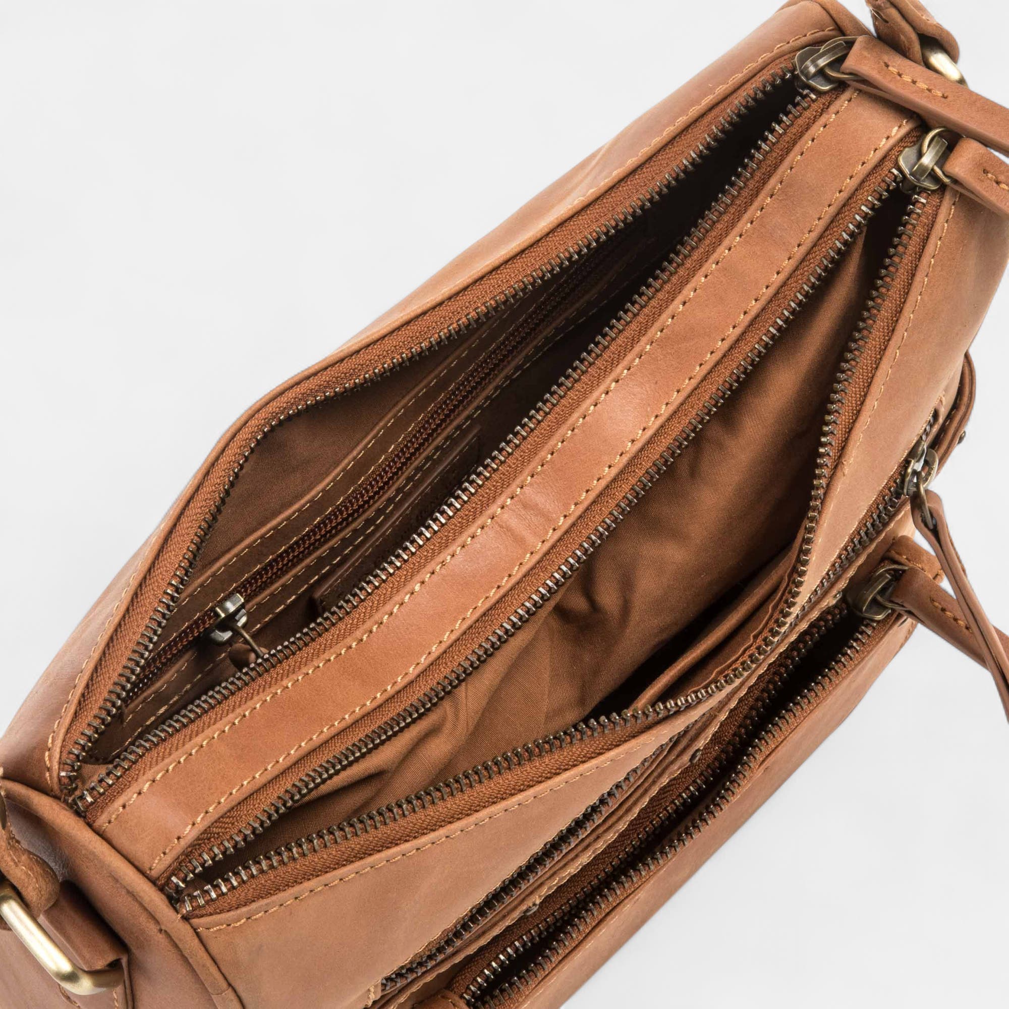 Sac bandoulière en cuir cognac