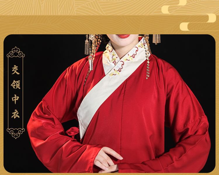 Francoix - Lange mouwen bloemen Hanfu trouwjurk / jasje / set