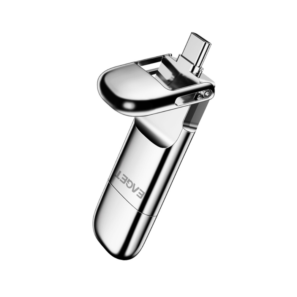 (128GB) USB C / USB 3.1 Speicher Stick Flash Drive mit Verschlüsselung und Backup Funktion (Übertragungsrate 1GB/2s)  - Silber