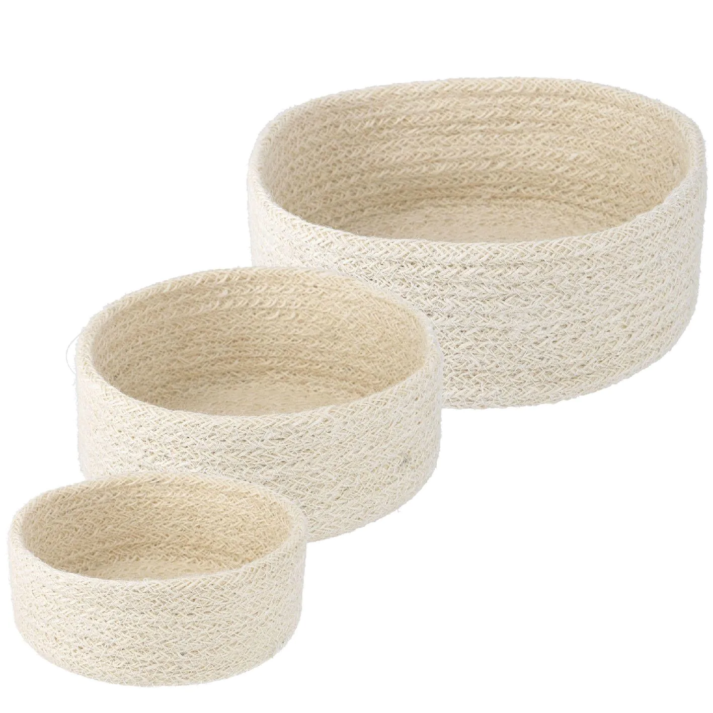 3er Set Schale Jute, rund, weiß