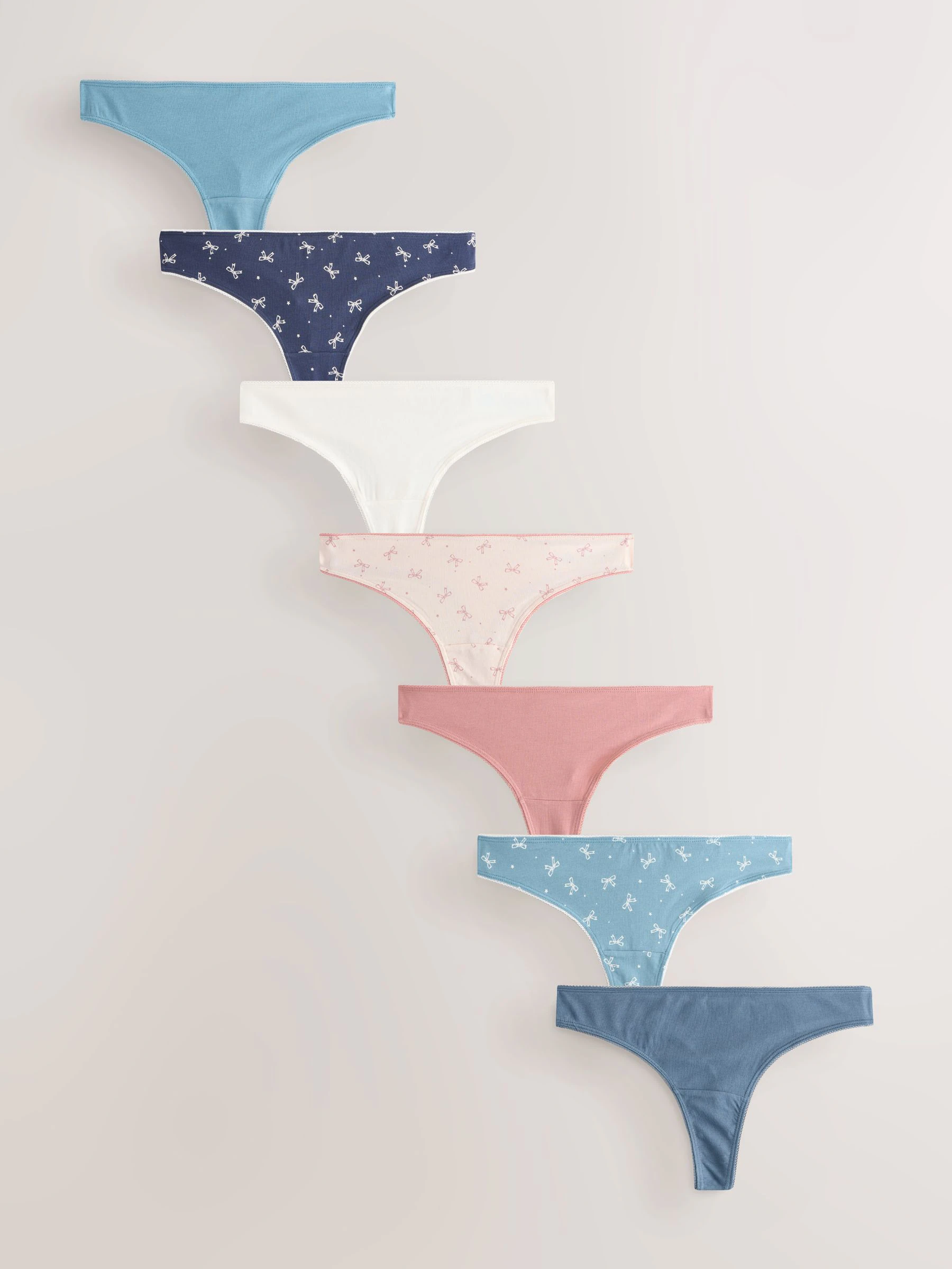 Blue Bows - Set van 7 slips met hoog katoengehalte