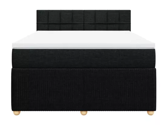 Sommier à lattes de lit avec matelas Noir 140x190 cm Tissu