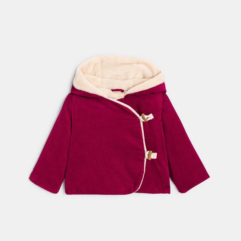 Veste chaude velours doublure sherpa rose naissance Rose