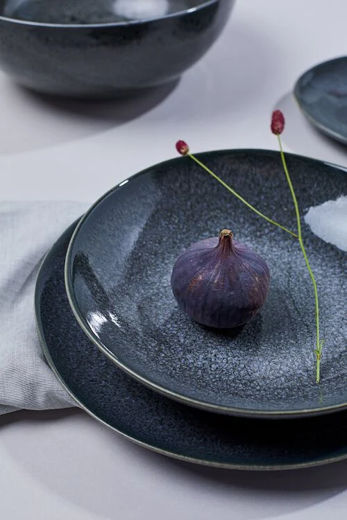 assiette à dessert - 16,5 cm - Porto émail réactif - noir