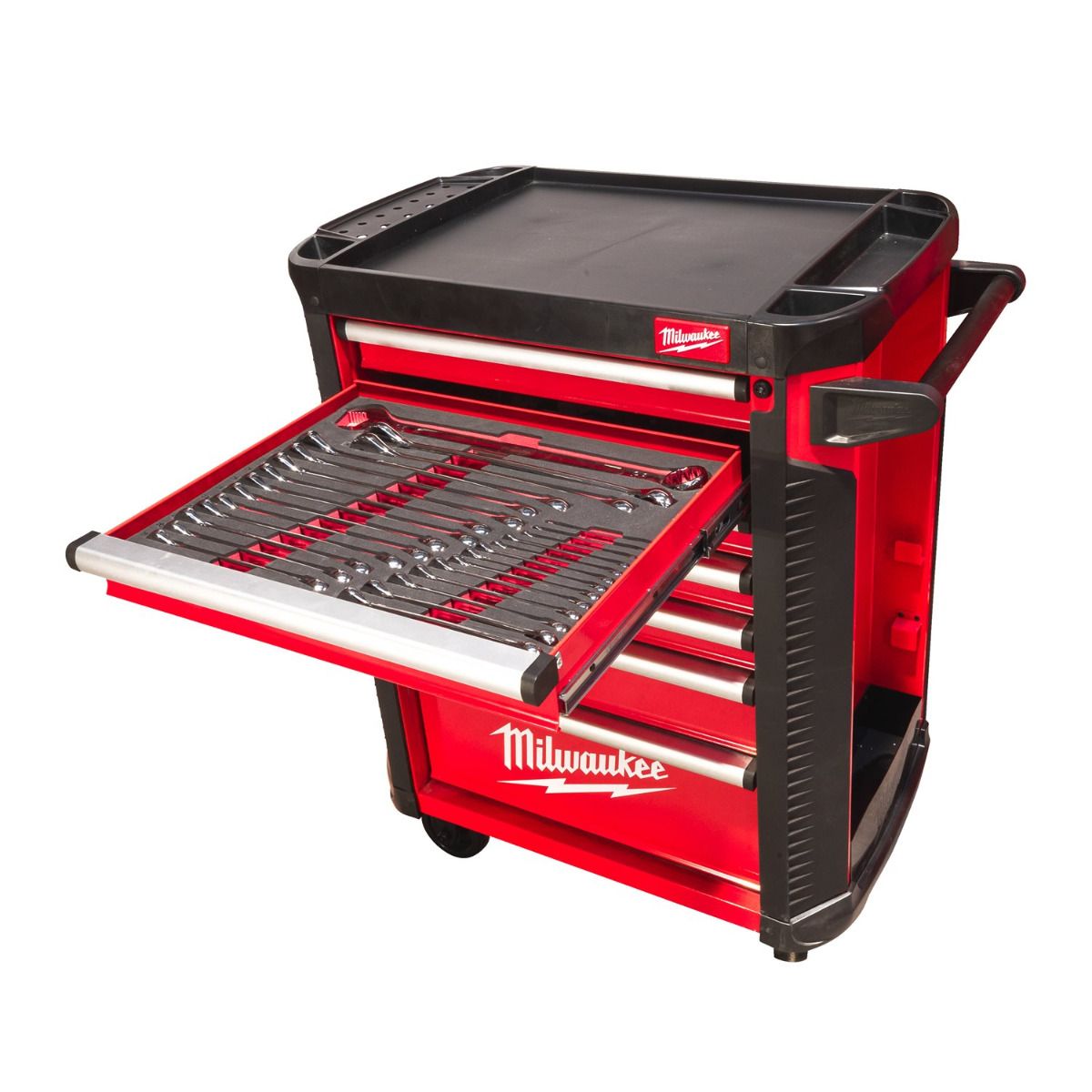 Milwaukee TOOLGUARD™ Gevulde stalen gereedschapswagen rood 78cm EU standaard uitvoering 206-delig - 4932498185