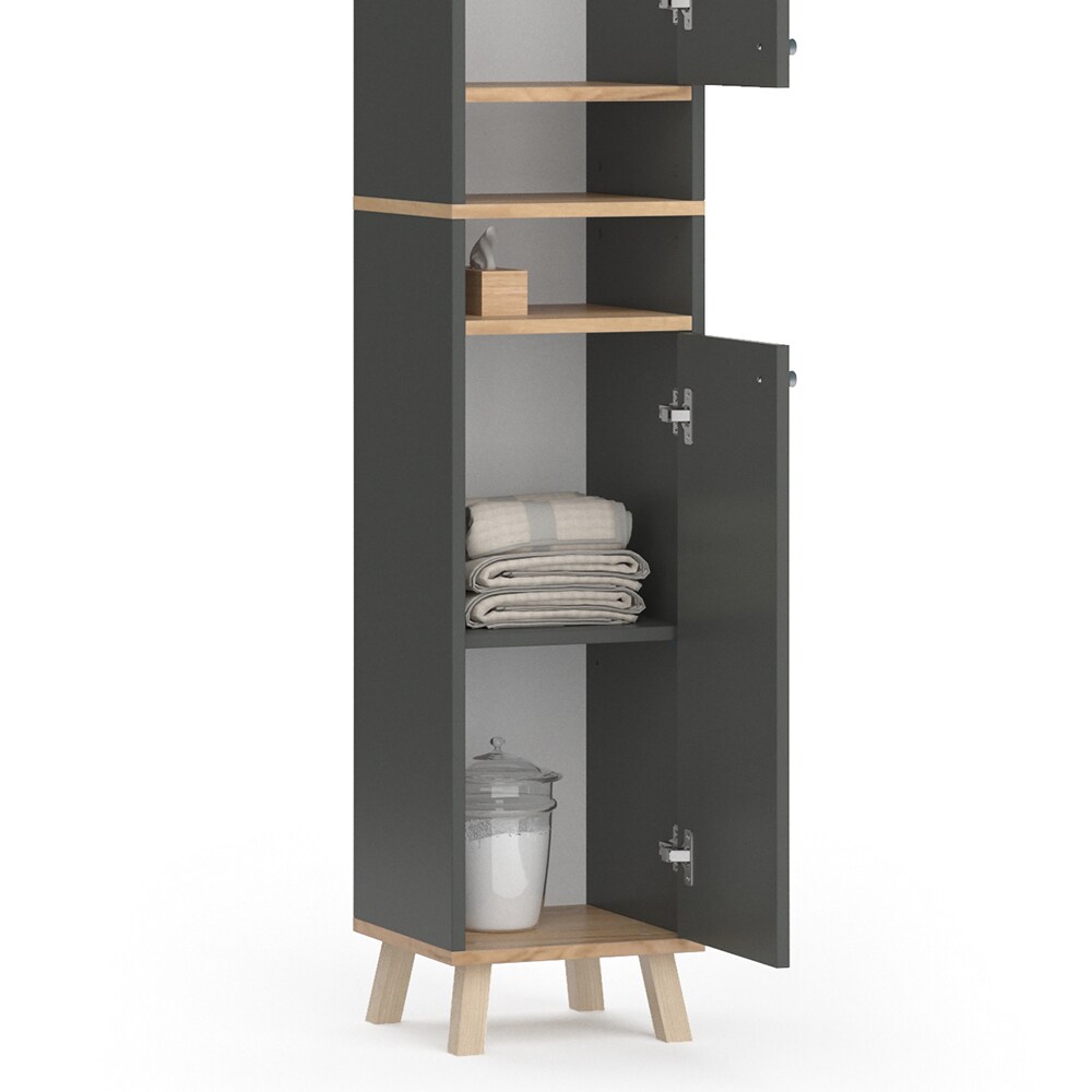Vicco Hochschrank Badschrank Regalschrank Senyo GK Oak/ANT Badezimmer Badmöbel