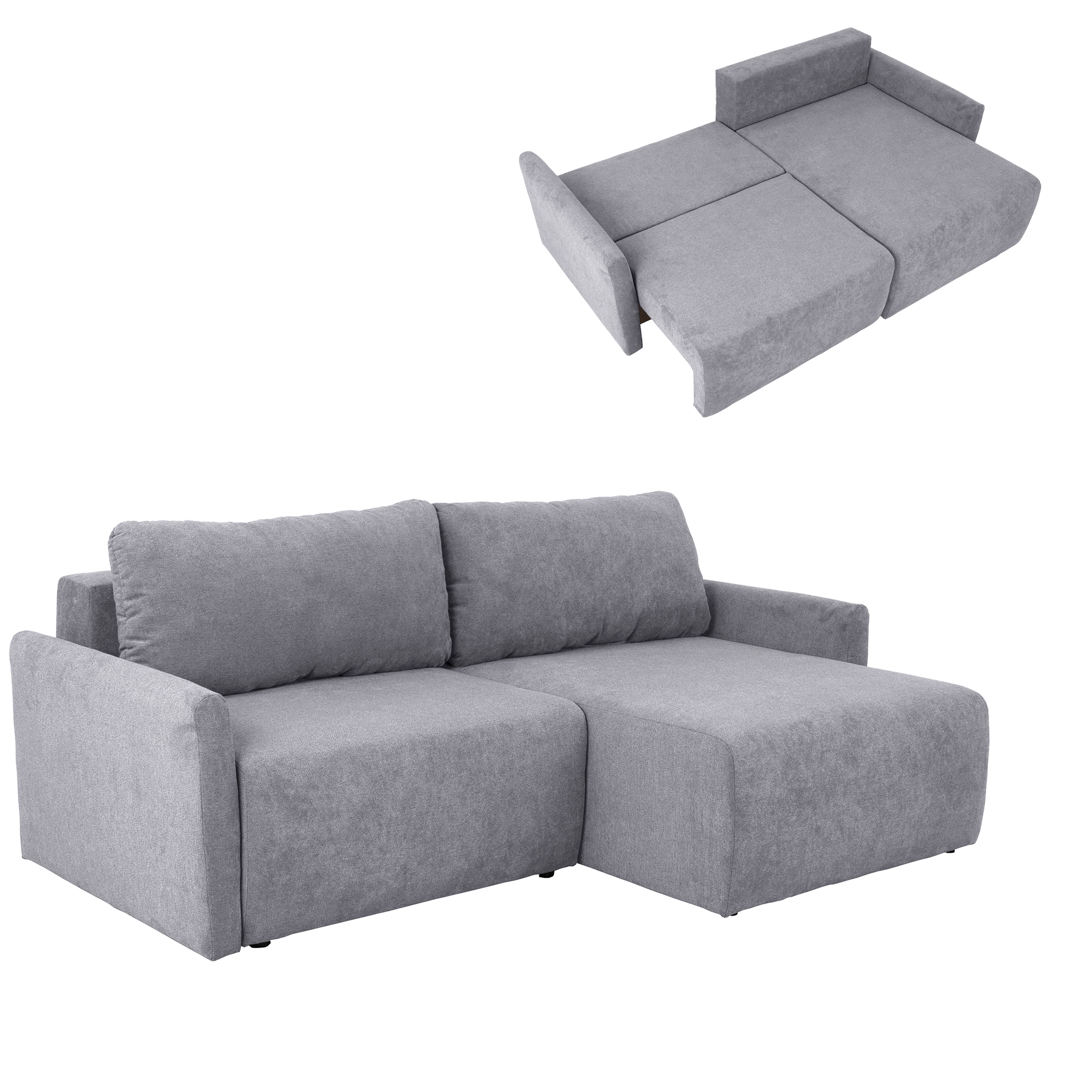 Ecksofa - grau - Liegefunktion und Staukasten - 228x146 cm