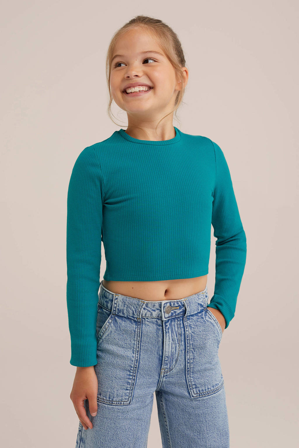 WE Fashion longsleeve petrol groen