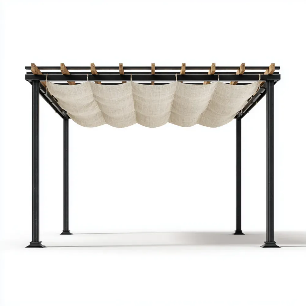 Pergola aus Stahl mit Leinengewebe 300x250x230 cm - Beige