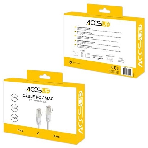Câbles réseau Accsup CABLE RJ45 CAT6 DROIT 10M BLANC