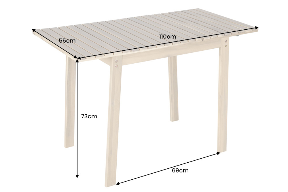 Outdoor Balkontisch BALI 110cm natur hell Akazienholz ausklappbar wetterfest