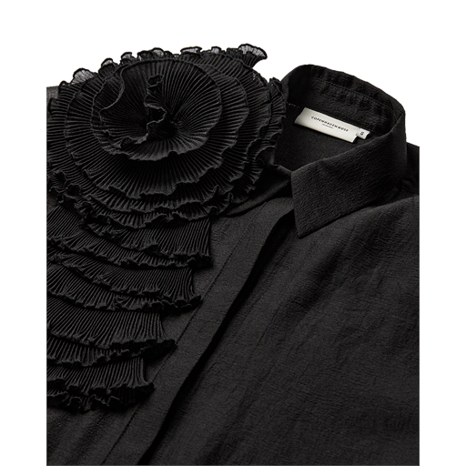 Copenhagen Muse Bluebell Frill Skjorte, Black, L