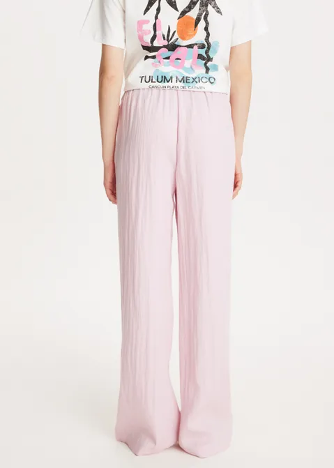 Broek met structuur roze (ROS.L)