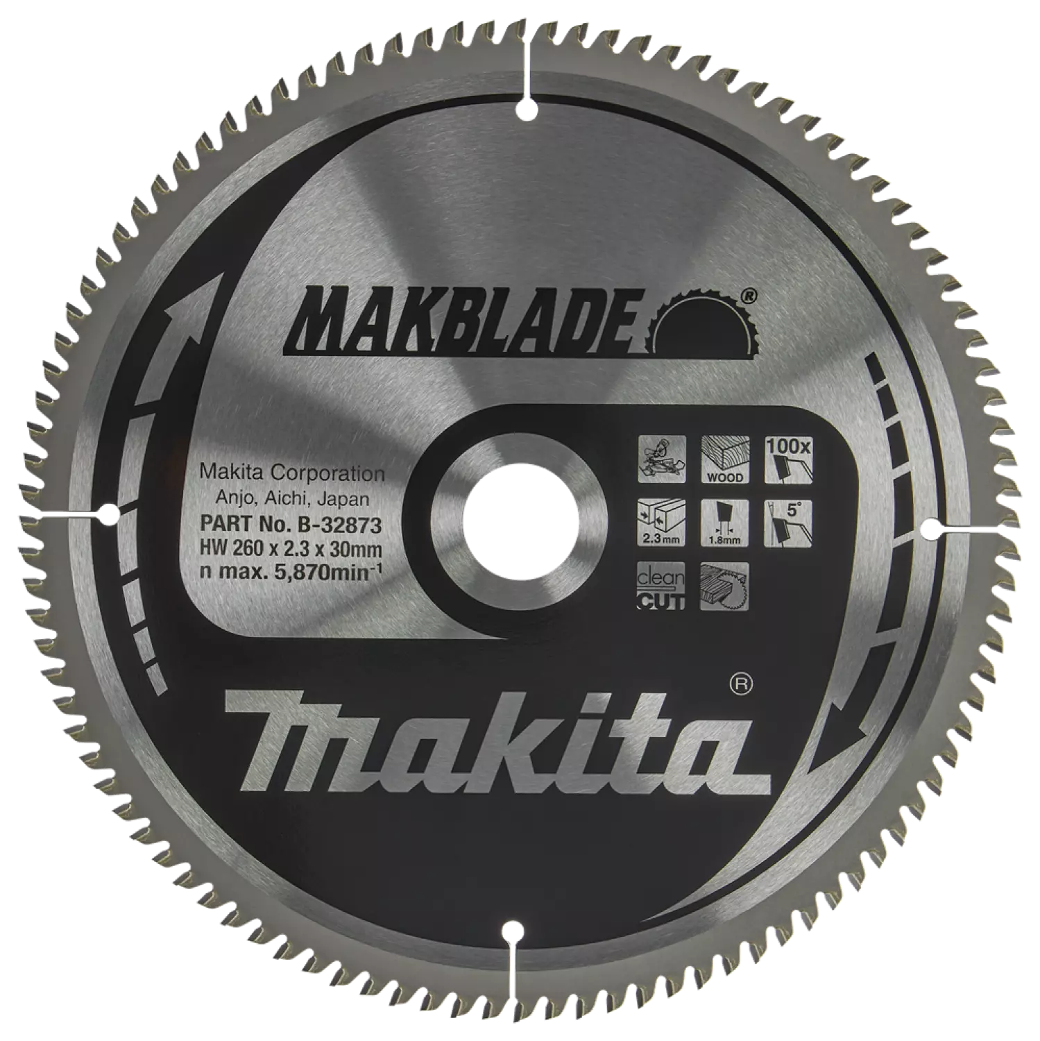 Makita B-32873 Makblade Afkortzaagblad - 260x30x2,3 - 100T - Hout