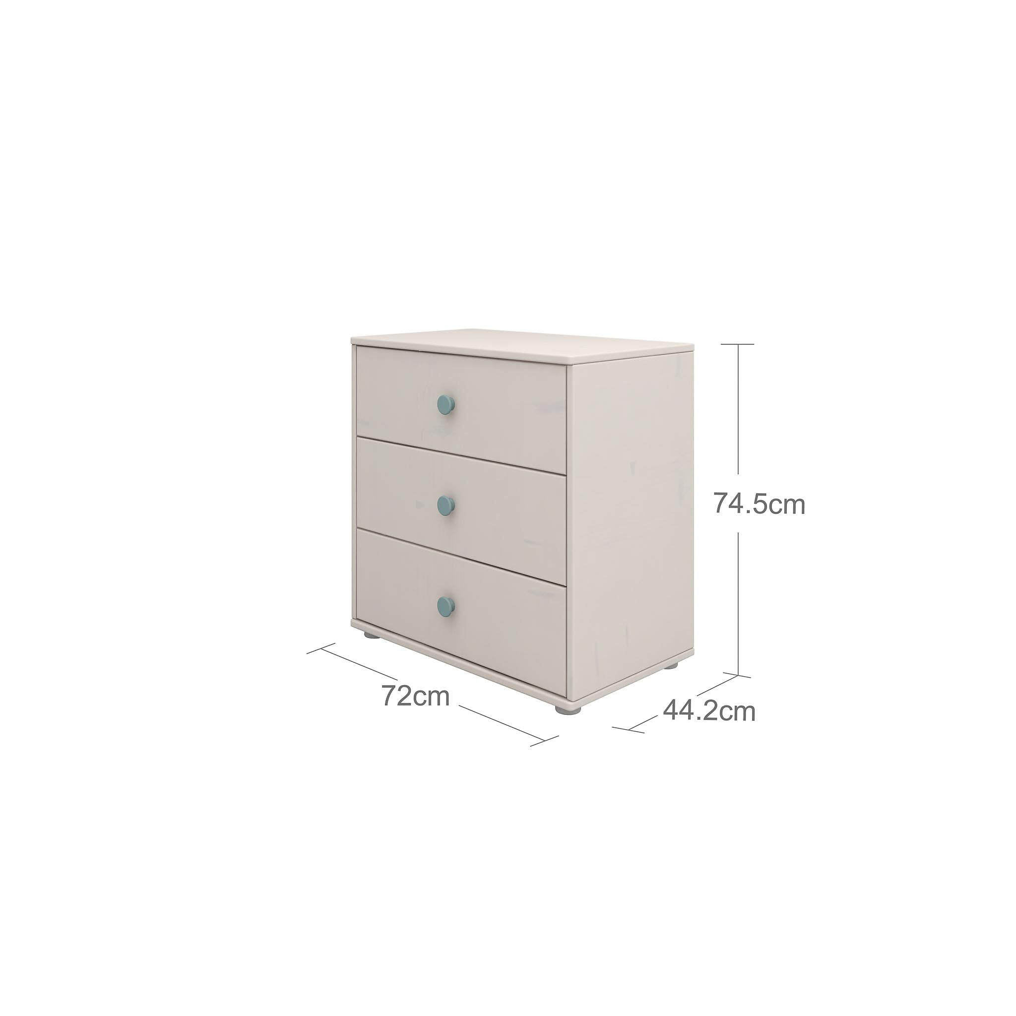 CLASSIC Kommode 3 Schubl.,grau,Griffe b - Grau / B: 72.0 cm x T: 44.2 cm x H: 74.5 cm